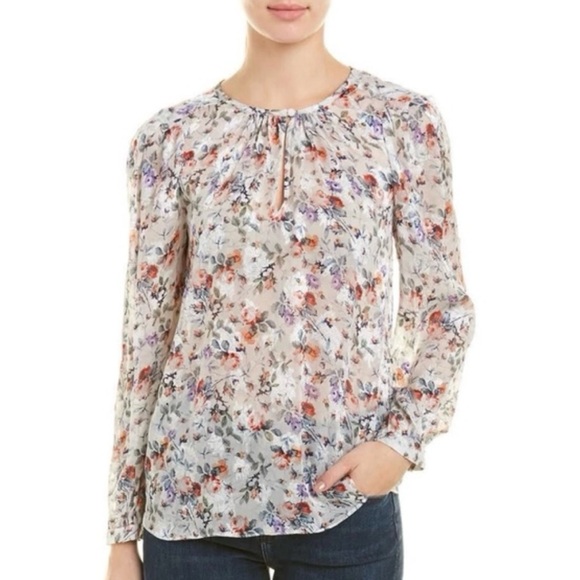 Rebecca Taylor Tops - Rebecca Taylor | Ruby silk blend floral jacquard sheer blouse